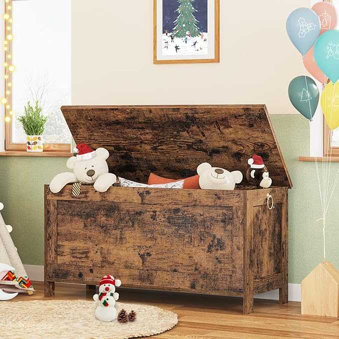 HOOBRO Toy Box, Retro Wooden Look Storage Chest - Image 2