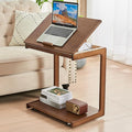 CozyDH Adjustable C Shaped End Table, Rolling Side Table Solid Wood TV Sofa by CozyDHDuvetCover