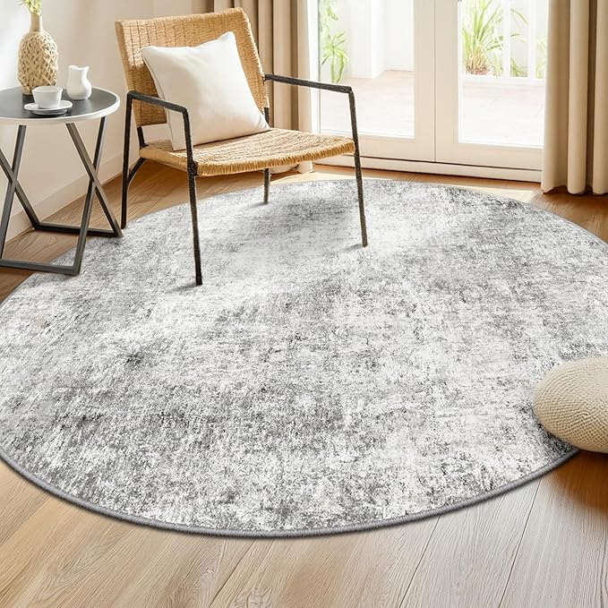 Washable Area Rugs 6ft Non-Slip Modern Abstract Soft by RELEANY