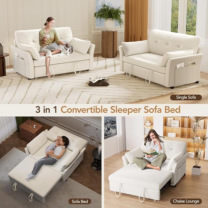 Vipbear 3-in-1 Chenille Convertible Sofa Bed, Pull Out Sleeper Sofa - Image 6