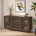 Plank+Beam Mid-Century Modern Wood TV Stand, Three Door Solid Wood by PlankBeam