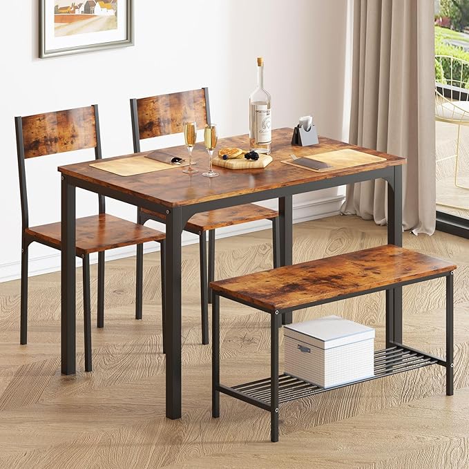soges 4 Person Dining Table Set, 43.3inch Kitchen Table Set - Image 2
