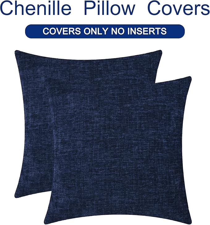 CaliTime Throw Pillow Covers Decorative 24 X 24 Inches Pack of 2 Cozy Chenille - Image 6