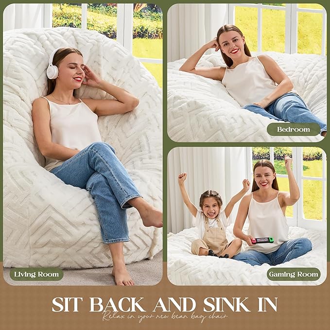 Hobestluk Bean Bag Chairs Adults Beanbag Chair - Image 5