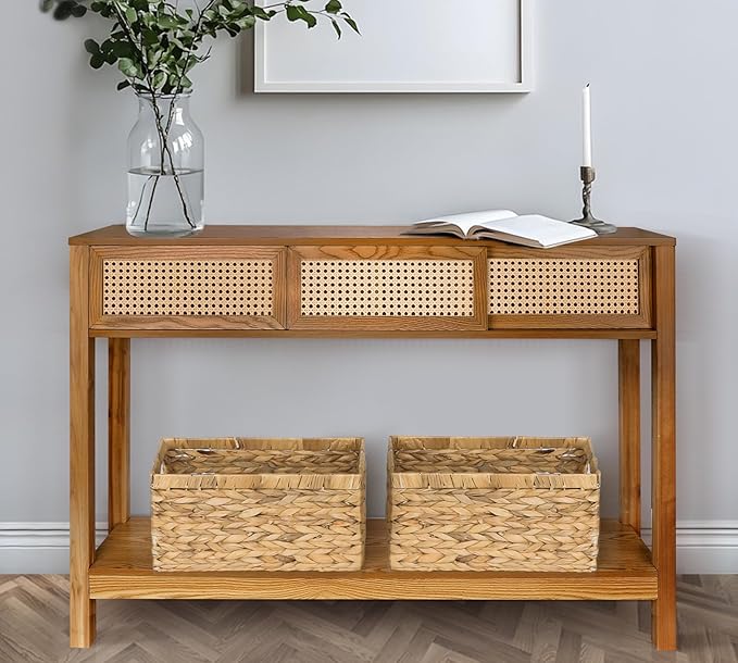 ZYBT Long Console Table, Rattan Entry Table, Console Tables - Image 7