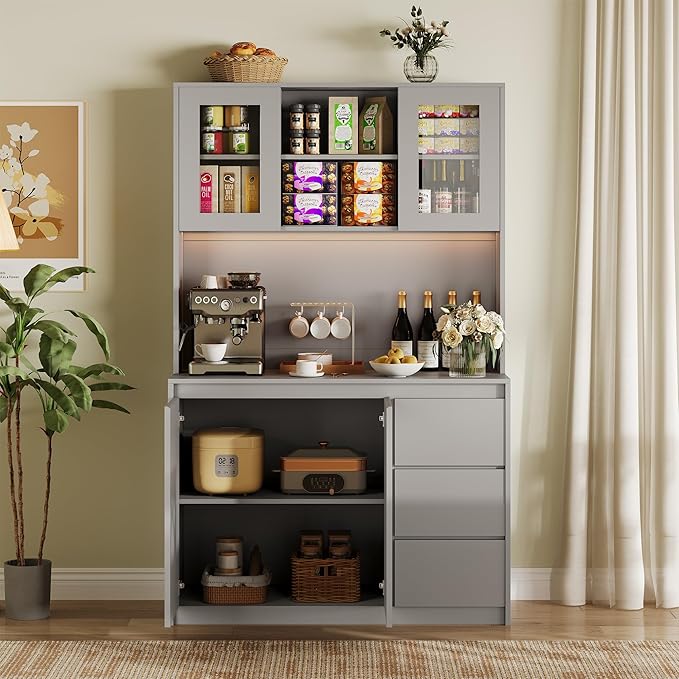 Kitchen Pantry Cabinet, Kitchen Storage Hutch - Image 3