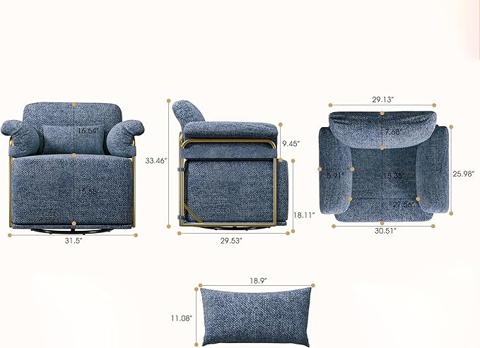 KEIKI Modern Comfy Swivel Accent Reading Chair - Image 2