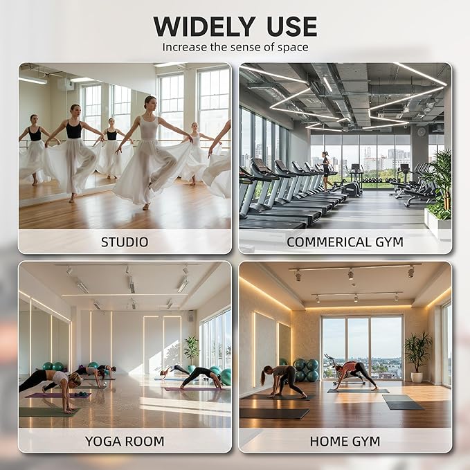 Hasipu Home Gym Mirror, 55.1" x 23.6" x 2 PCS Frameless Wall Mounted Mirrors - Image 4