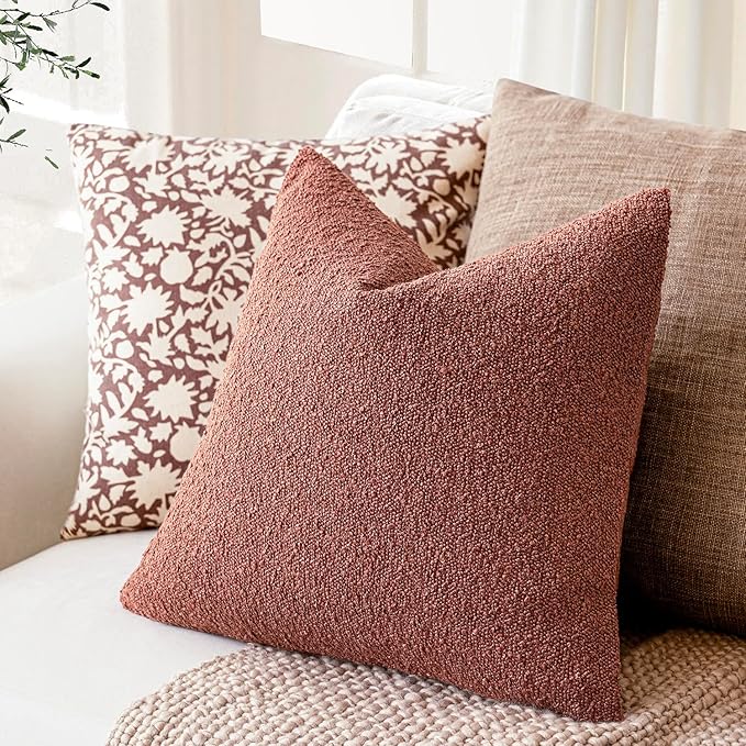 Foindtower Pack of 2 Textured Boucle Throw Pillow Covers Accent Solid Pillow - Image 5