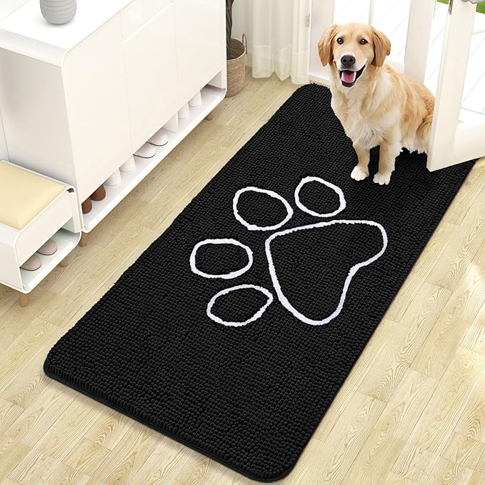 OLANLY Door Mat for Muddy Dog Paws 47x24, Ultra Absorbent Chenille Mud Doormat by OLANLY
