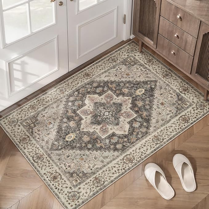 Tangsoo 2x3 Washable Rugs for Entryway, Vintage Non Slip Small Area Rug by Tangsoo
