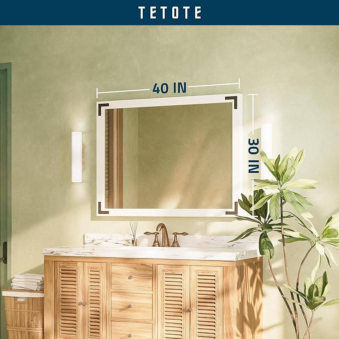 TETOTE 40 x 30 White Wood Framed Mirror - Image 7