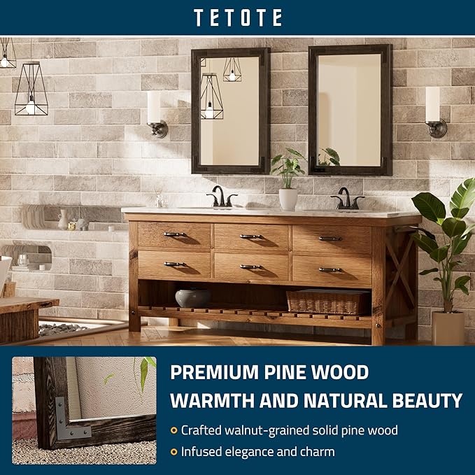 TETOTE 18 x 26 Black Wooden Mirror - Image 2