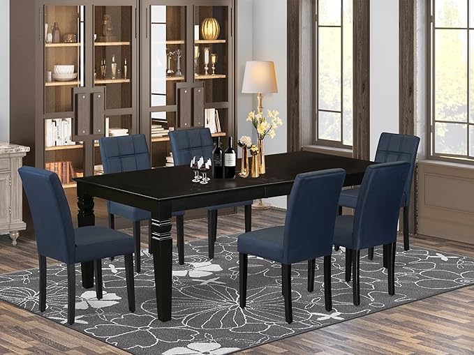 East West Furniture LGAS7-BLK-09 7 Piece Dining Table Set Consists A Wooden - Image 2