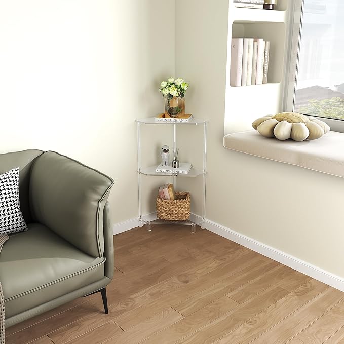 Eglaf Acrylic Corner Side Table - Image 5