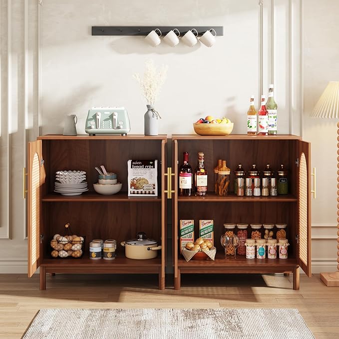 Tribesigns Set of 2 Rattan Sideboard Buffet - Image 4