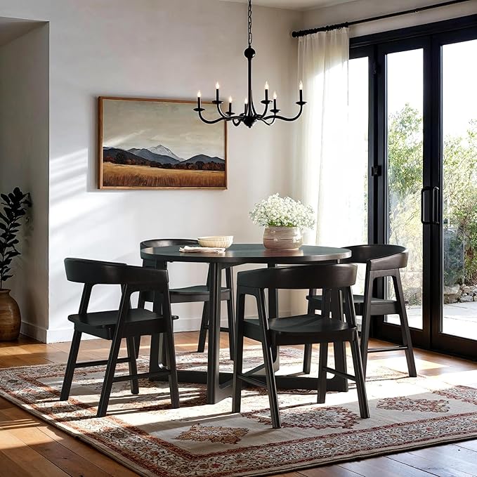 Walker Edison Ezra Modern Solid Wood Rounded Back Dining Chair - Image 6