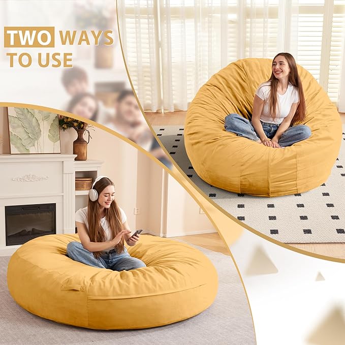 HABUTWAY XX-Large Bean Bag Chair: Giant 7' Memory Foam Furniture Bean Bag Chairs - Image 7