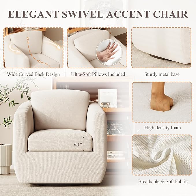 COLAMY 360° Swivel Accent Chair Set of 2 - Image 5