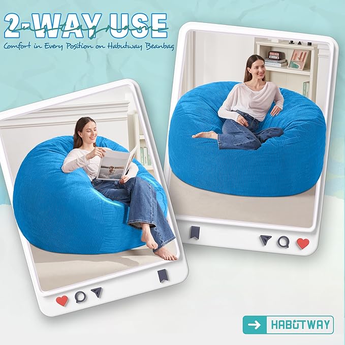 HABUTWAY 3FT Bean Bag Chair, Giant Bean Bag Chairs - Image 3