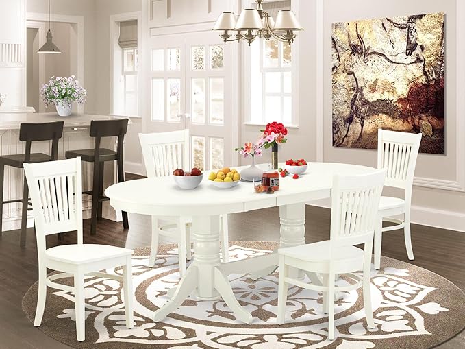 East West Furniture VAVA5-LWH-W 5 Piece Dining Room Furniture Set Includes an - Image 2