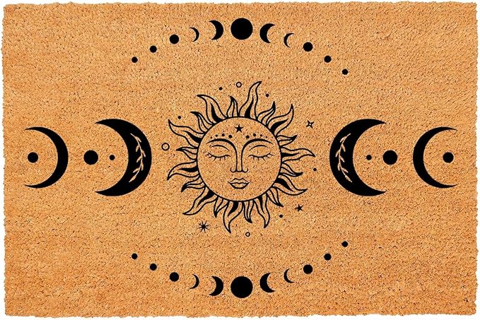Funny Coir Doormat Sun and Moon Phase Magic Moon Door Mats by FNDMCTPS