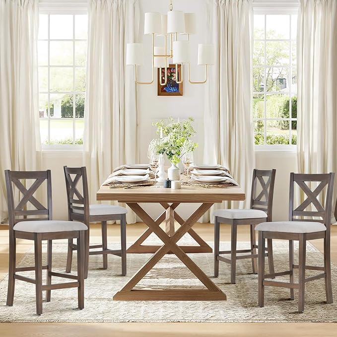 Upholstered Counter Height Bar Stools Set of 4, Modern Kitchen Island Barstools - Image 2