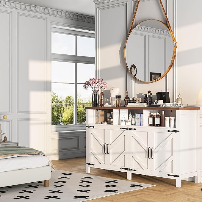 Buffet Sideboard with Storage Farmhouse with 4 Doors, Dining Room - Image 6