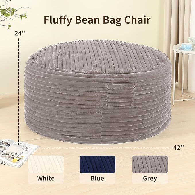 4FT Memory Foam Bean Bag Chair for Adults/Teens, Bean Bag Sofa - Image 2
