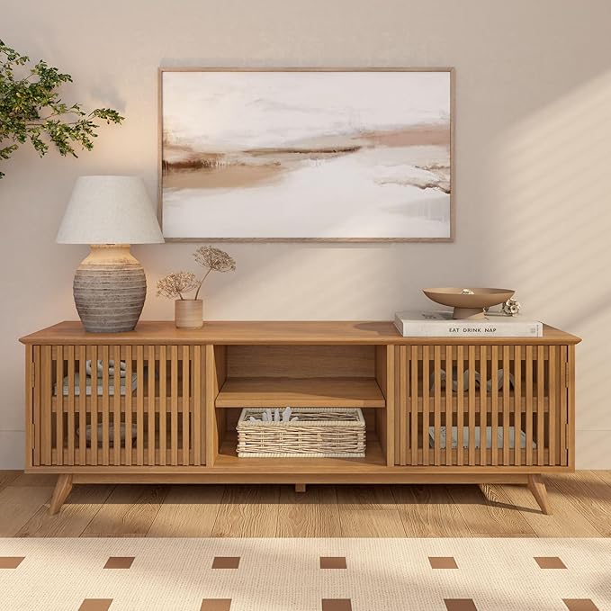 Plank+Beam Mid-Century Modern Wood TV Stand, Solid Wood Entertainment Console - Image 10