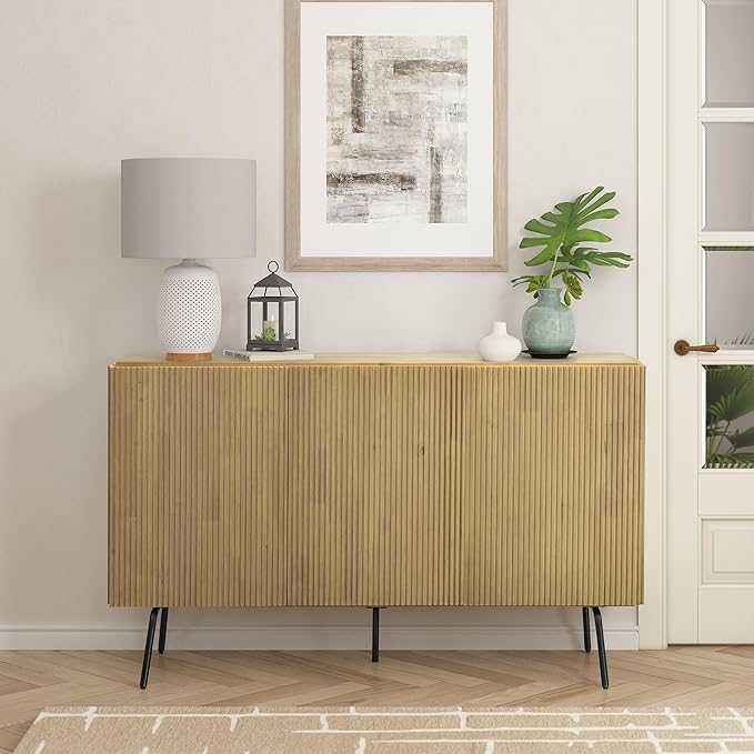 NTC Veil Modern Sideboard with 3 Doors, Buffet Cabinet with Vertical Groove by NTC