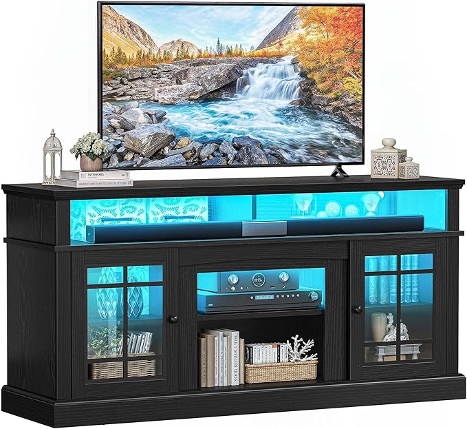 YITAHOME Black TV Stand for 75 Inch TV, LED Modern Entertainment Center - Image 8