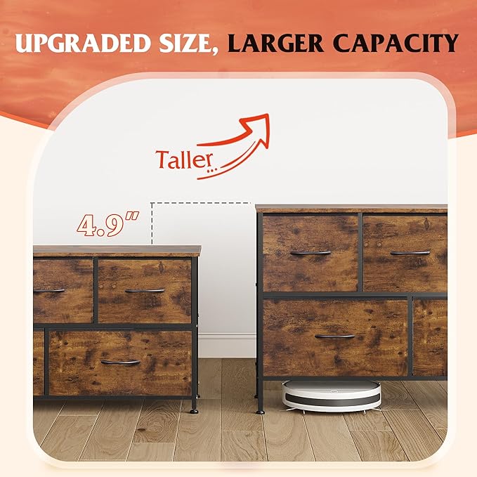 WLIVE Dresser for Bedroom with 5 Drawers, Long Fabric Dresser, Storage Drawer - Image 5