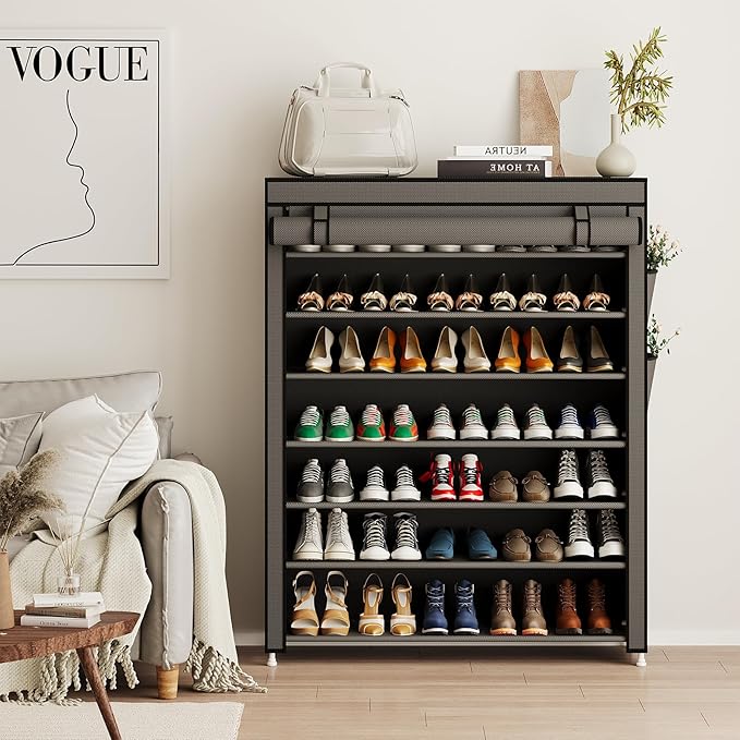 Calmootey 7 Tier Shoe Rack Organizer to Hold 35 Pairs, Portable Shoe Shelf - Image 4