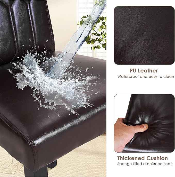 VECELO Upholstered Dining Chairs Set of 6, Modern PU Leather Accent Parsons - Image 5