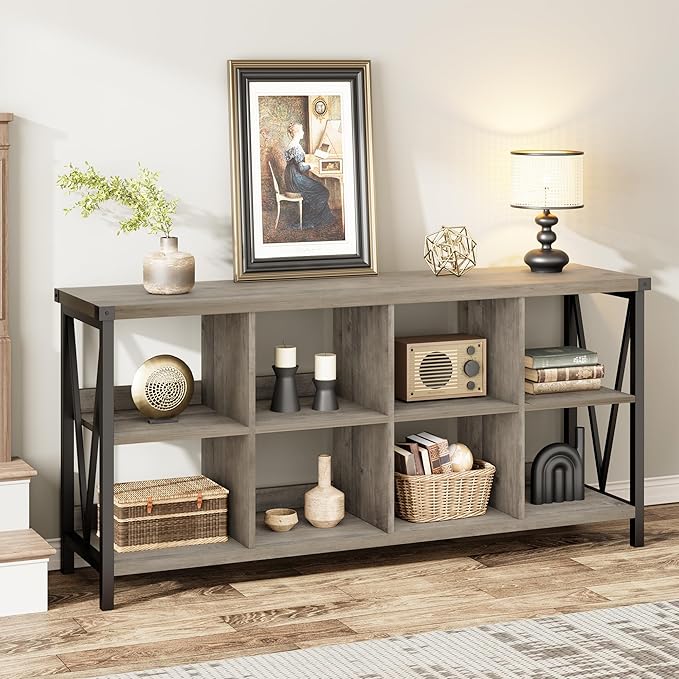 GarveeHome 8 Cube Storage Organizer Bookshelf, 3 Tier Metal Horizontal Bookcase - Image 4