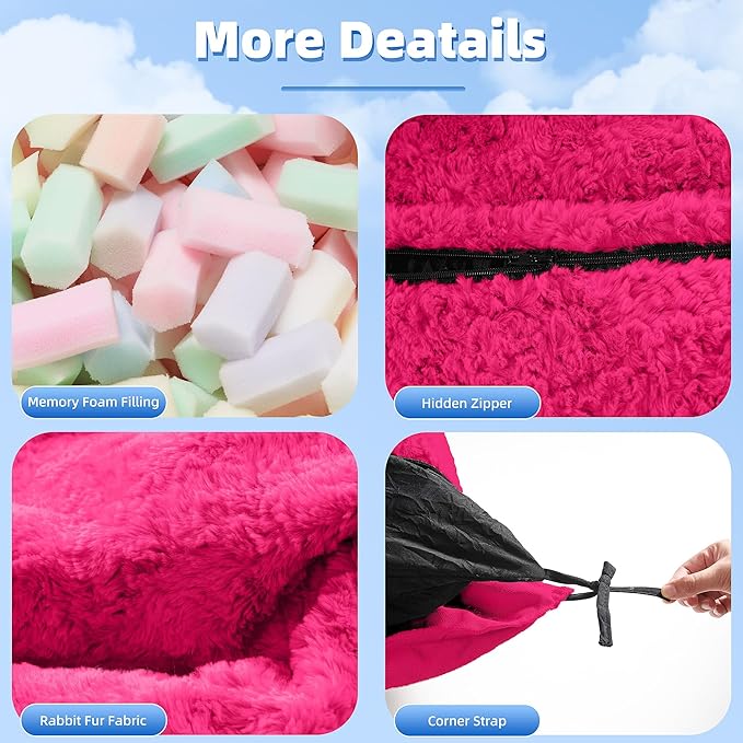 HABUTWAY 4 in 1 Bean Bag Chair, Giant Memory Foam Filling Bean Bag Sofa - Image 4