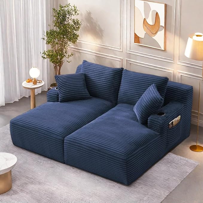 Oversized Sectional Double Chaise Lounge, Compressed Boneless Lounge Chaise by Outdoorchairs