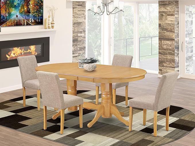 East West Furniture VAAB5-OAK-04 5 Piece Kitchen Table Set - Image 2