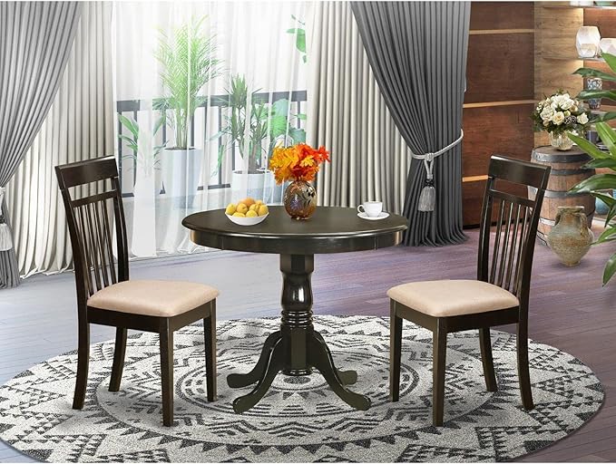 East West Furniture ANCA3-CAP-C 3 Piece Kitchen Table Set - Image 2