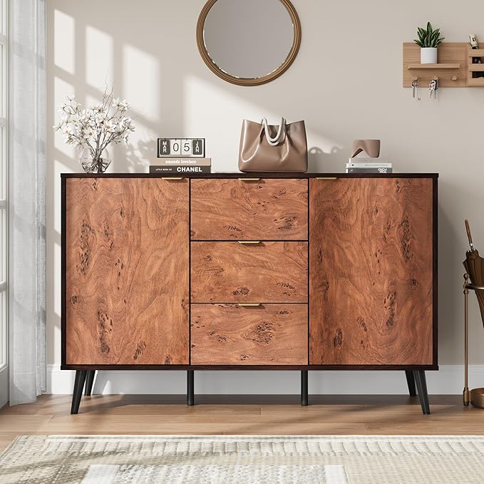 GarveeHome Buffet Cabinet with Drawers, 51.2'' Large Sideboard Buffet Credenza - Image 4