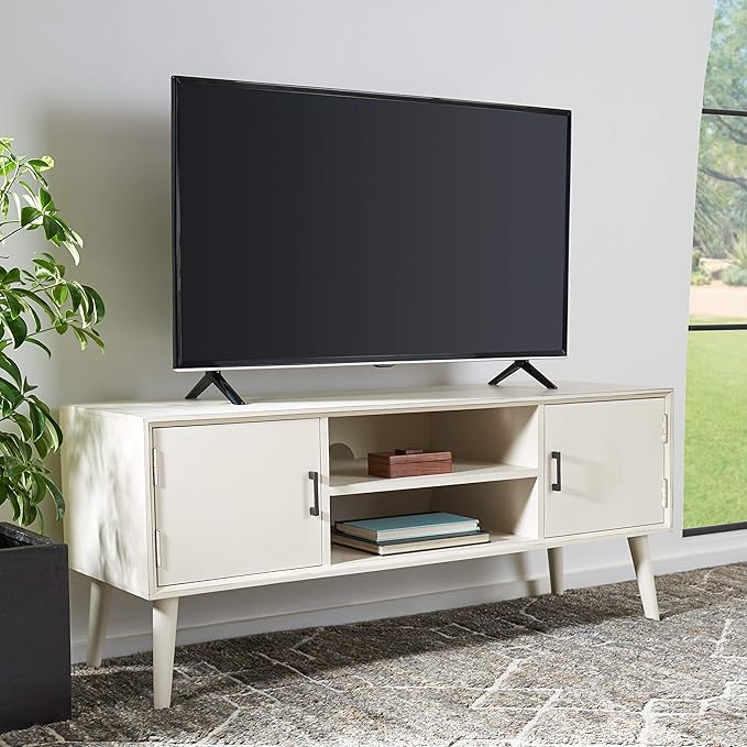 SAFAVIEH Sorrel TV Stand for up to 55" Flatscreen – Distressed White, 2 Doors by SAFAVIEH
