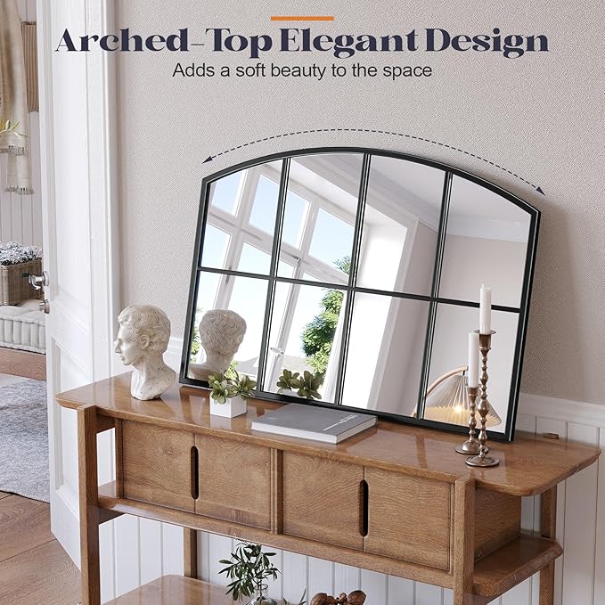Window Pane Black Mirror, Large Grid Mirror - Image 5