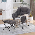 Lazy Chair with Folding Ottoman, Modern Accent Lounge Armchair with Armrests by MBOOYOME