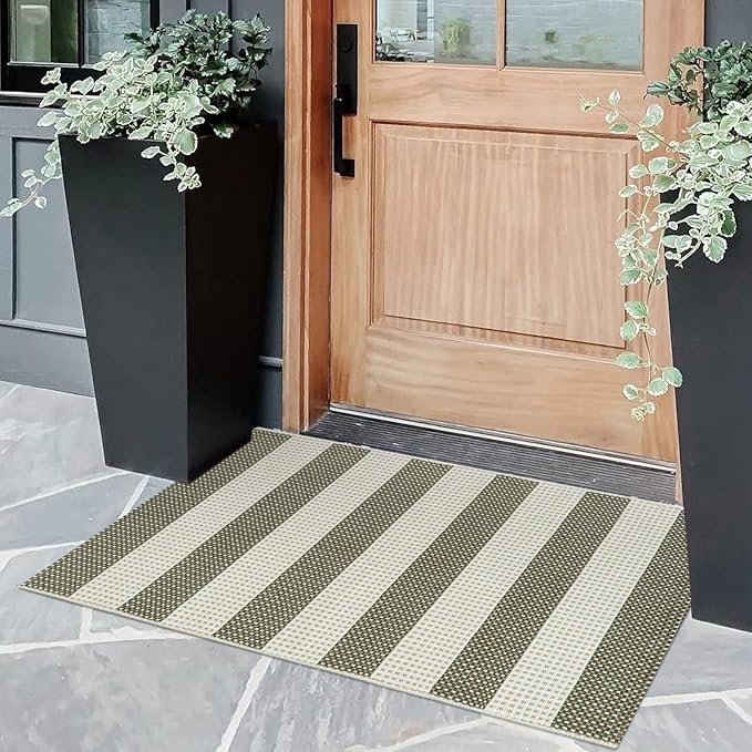 OJIA Fall Front Door Mat 24"x36" Halloween Doormat Striped Porch Rugs Checkered - Image 6