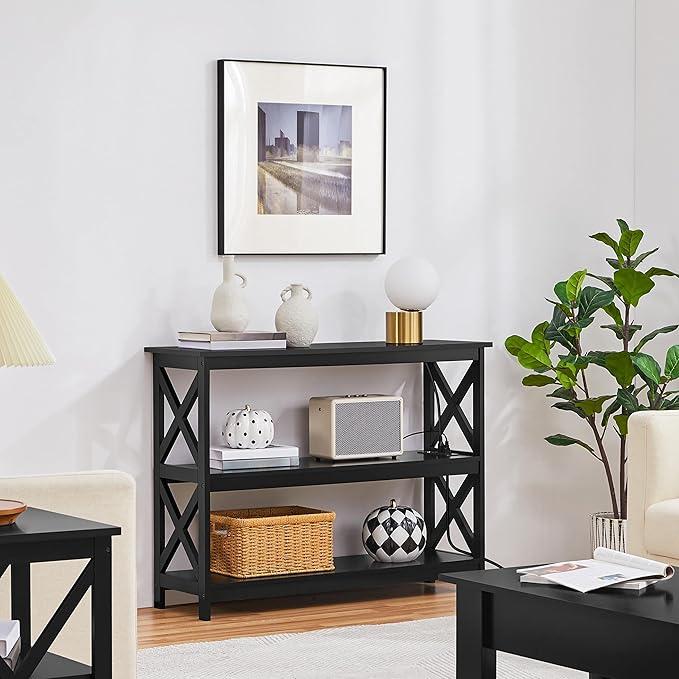 Yaheetech Entryway Table with Storage Shelves, Console Table with Power Outlets - Image 2