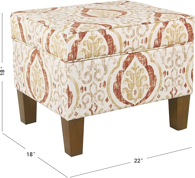 Square Ottoman - Burnt Orange and Cream Medallion - Image 2