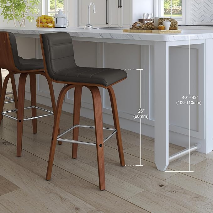Armen Living Vienna 26" Swivel Counter Stool in Walnut Wood Finish - Image 14