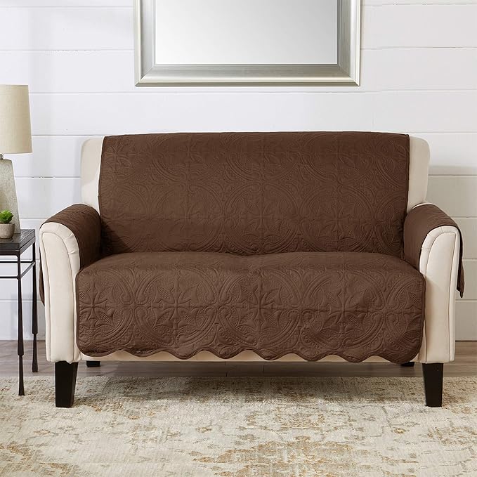 Great Bay Home Medallion Stitched Solid Furniture Protector Stain Resistant by GreatBayHome
