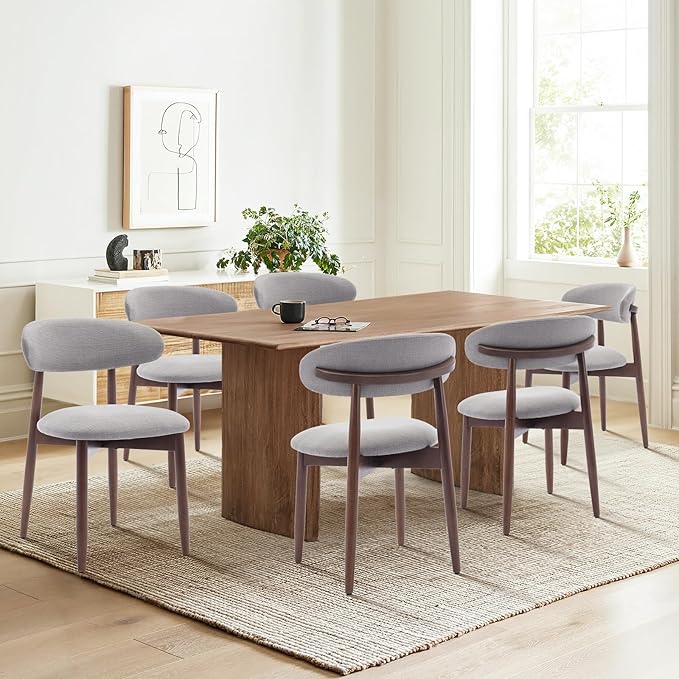 COLAMY Wooden Dining Chairs Set of 4, Modern Fabric Upholstered Kitchen Chairs - Image 6